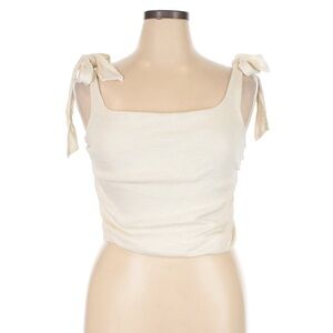 Free People Cream Sleeveless bow Tank Top